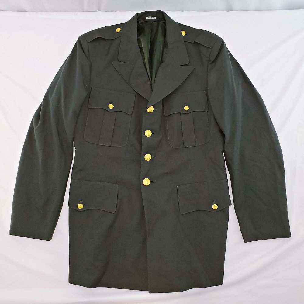 Vintage USAF Poly/Wool SERGE Green AG-344 Coat Metal Buttons Size 40L